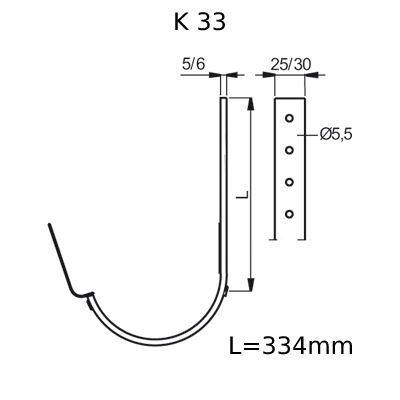 OKAPY LINDAB žlabový hák K33 s jazýčkem 150mm hnědý